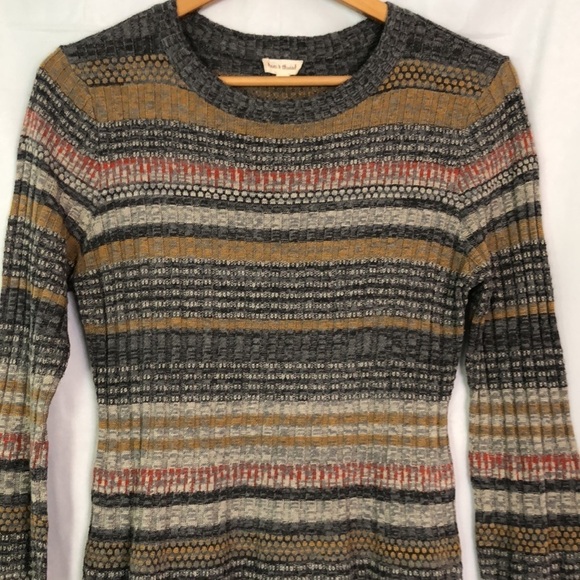 Hem & Thread Long Sleeve Crewneck Striped Stretch Mini Dress Size L - Picture 4 of 10